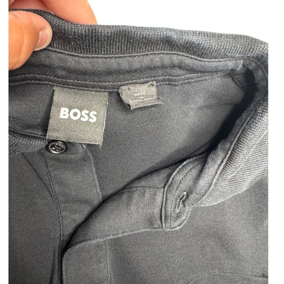 BOSS Hugo Men's Polo Shirt Black Parlay Medium Minimal Flaw - Picture 3 of 7